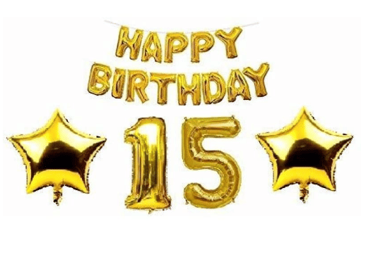     			Shopyo  1 Set Happy Birthday Foil   ( Golden  ),2 Golden Foil star  ,15 No. Foil Number Golden