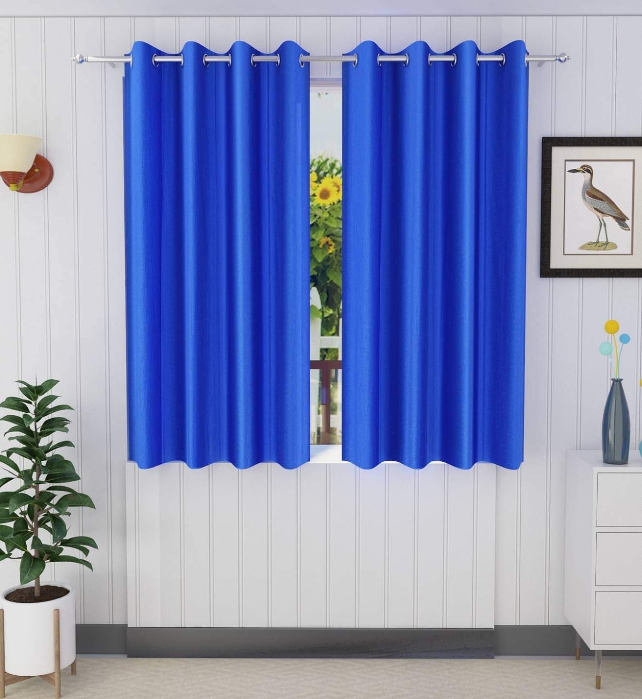 Tanishka Fabs Solid Semi-Transparent Eyelet Door Curtain 7 ft Pack of 2 -Blue Tanishka Fabs Solid Semi-Transparent Eyelet Door Curtain 7 ft Pack of 2 -Blue