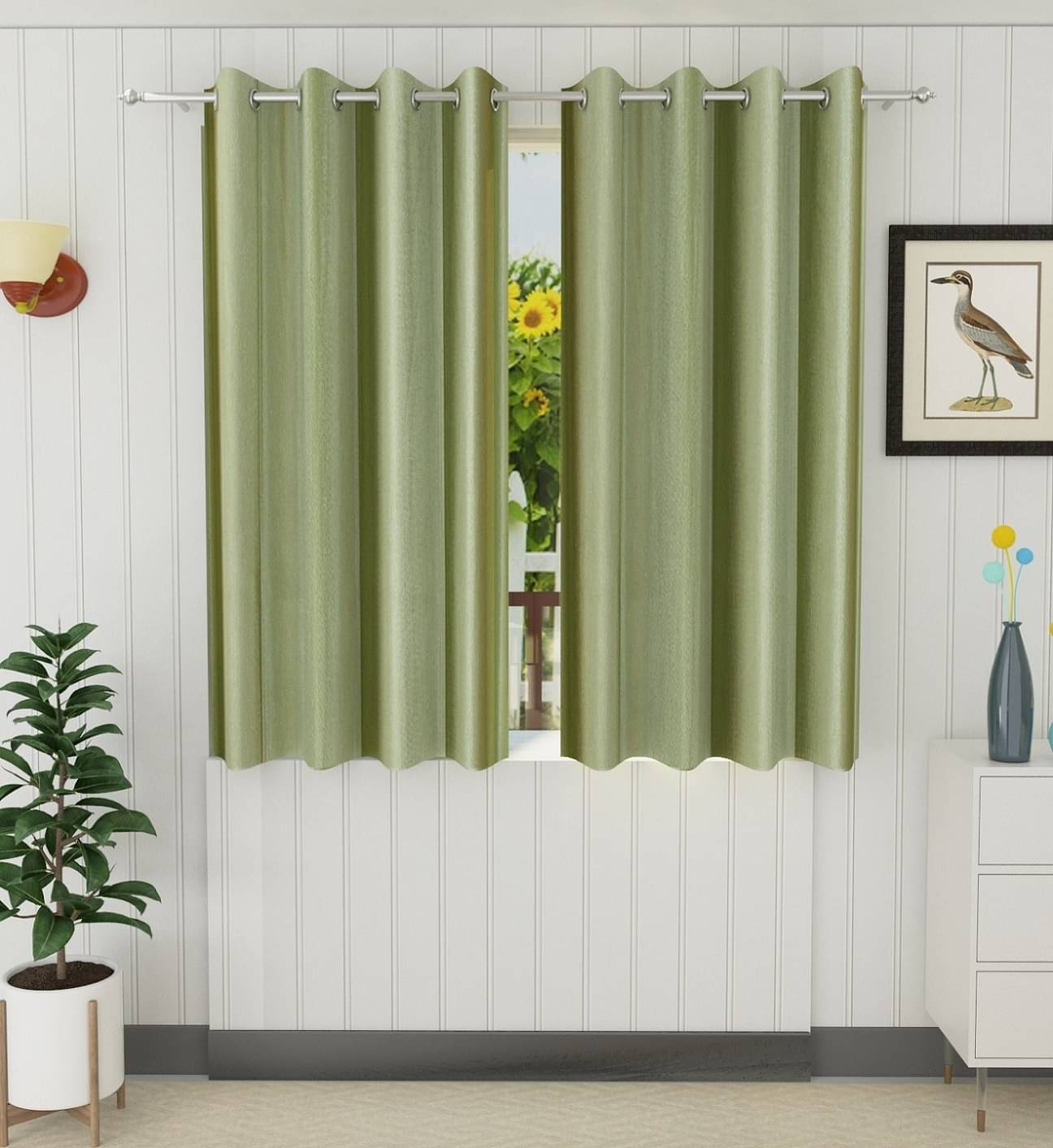 Tanishka Fabs Solid Semi-Transparent Eyelet Door Curtain 7 ft Pack of 2 -Light Green Tanishka Fabs Solid Semi-Transparent Eyelet Door Curtain 7 ft Pack of 2 -Light Green