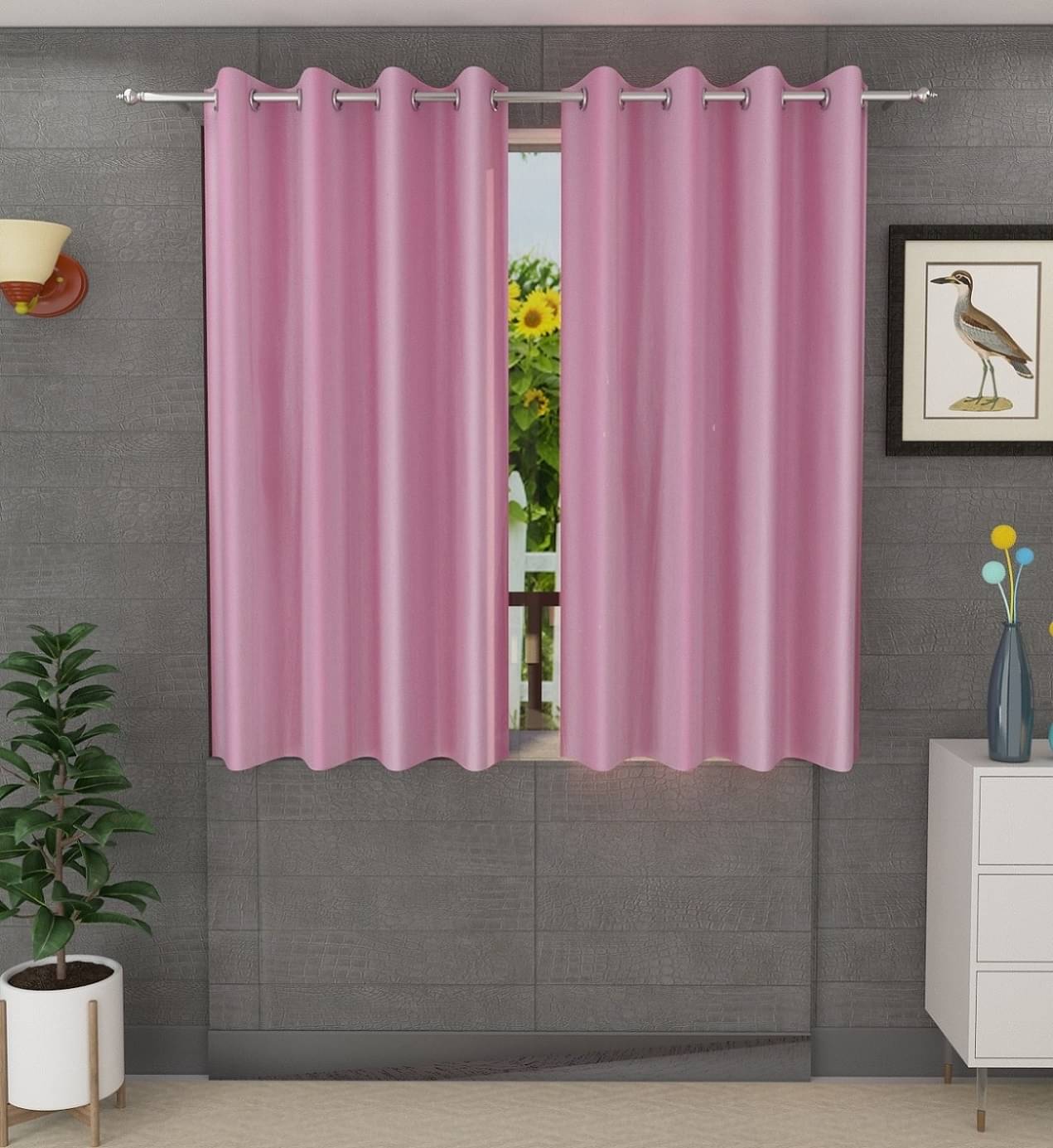 Tanishka Fabs Solid Semi-Transparent Eyelet Door Curtain 7 ft Pack of 2 -Light Pink Tanishka Fabs Solid Semi-Transparent Eyelet Door Curtain 7 ft Pack of 2 -Light Pink