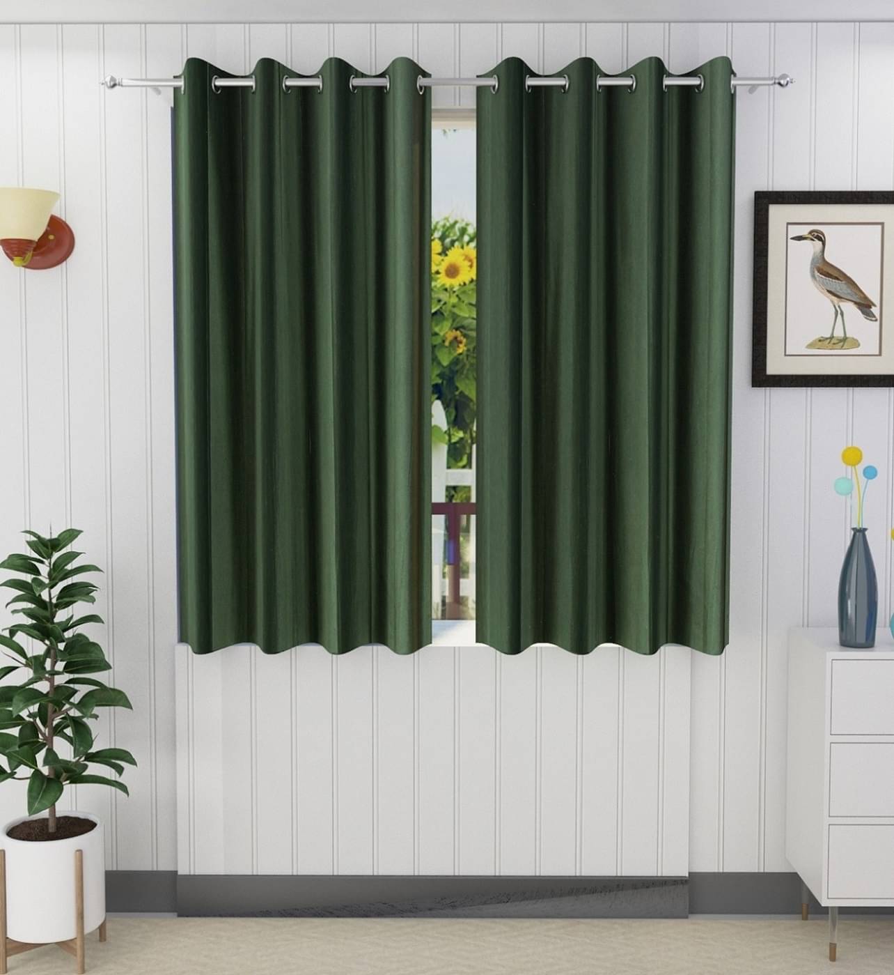 Tanishka Fabs Solid Semi-Transparent Eyelet Door Curtain 7 ft Pack of 2 -Green Tanishka Fabs Solid Semi-Transparent Eyelet Door Curtain 7 ft Pack of 2 -Green