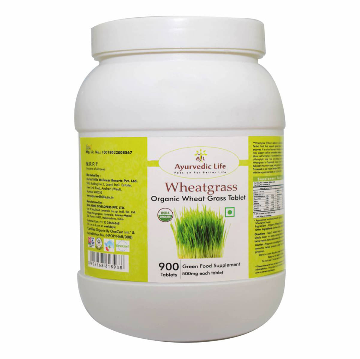     			Ayurvedic Life Wheatgrass Tablet 900 No.S Pack of 1