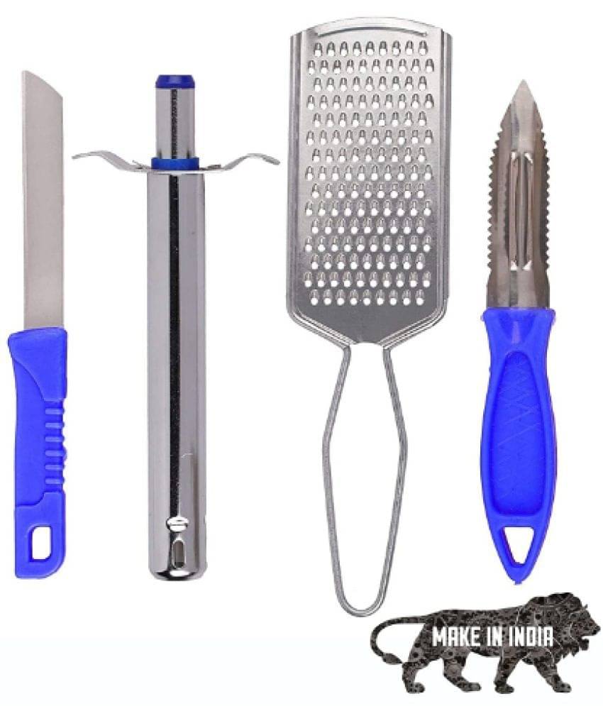     			Blooms Mall Combo of Stainless Steel  Gas Lighter, Cheese Grater, Peeler, Knife