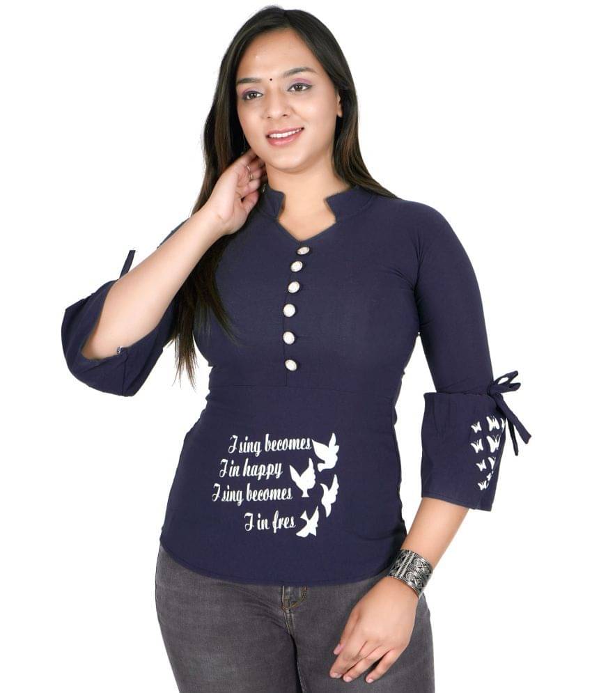DK Women's Polyester Regular Top ( Blue ) DK Women's Polyester Regular Top ( Blue )