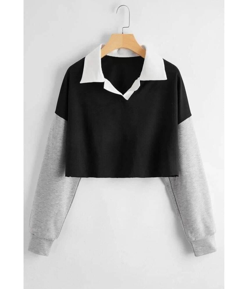     			Force Women Cotton Blend Solid Regular Fit Polo Collar T-Shirt ( Black )