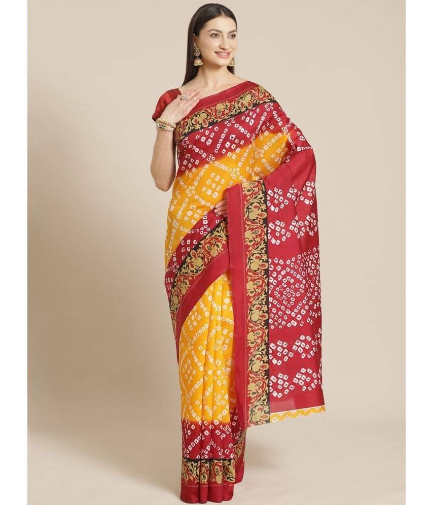     			Grubstaker Art Silk Printed Saree With Unstitched Blouse Piece ( Multicolour )
