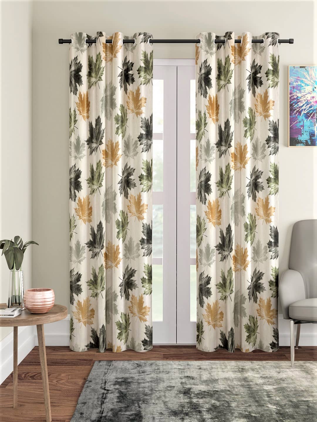Home Sizzler - Multicolor Pack of 2 Polyester Door Curtain (4 ft X 6 ft)