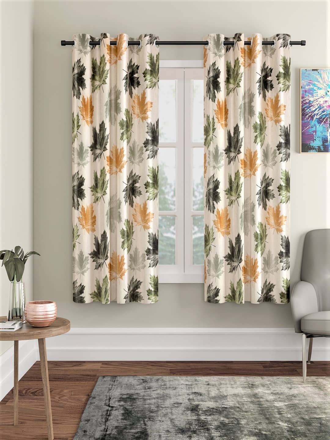 Home Sizzler - Multicolor Pack of 2 Polyester Door Curtain (4 ft X 6 ft)