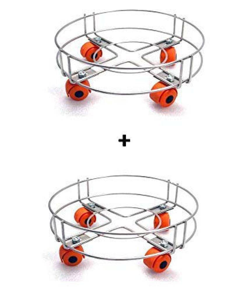     			Khubinath Stainless Steel Cylinder Trolley - 2 Pcs