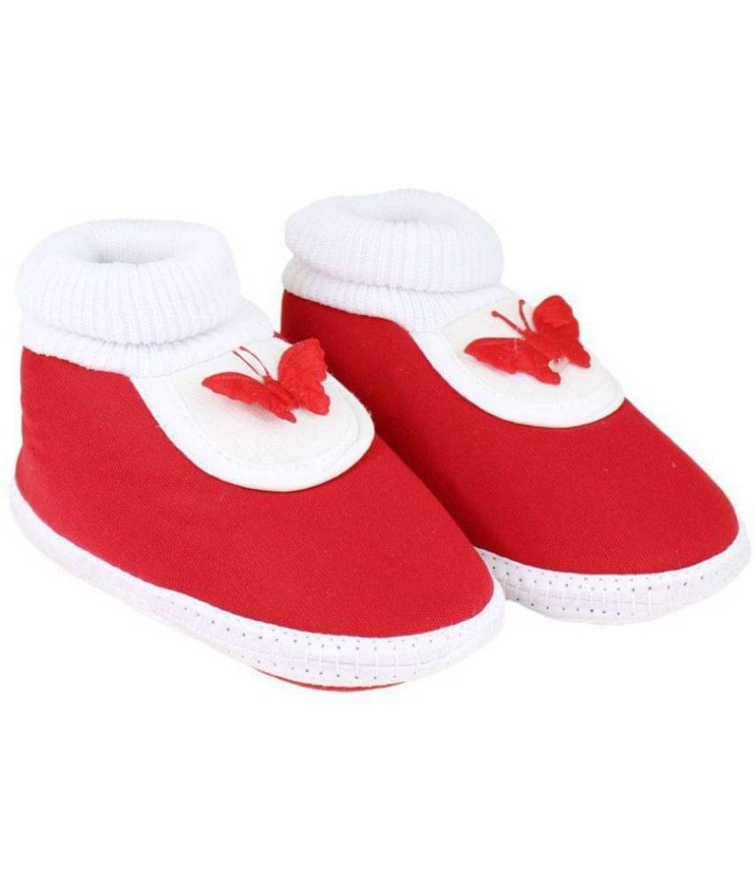     			Neska Moda Baby Unisex Butterfly Red Booties/Shoes For 0 To 12 Months Infants-SK128