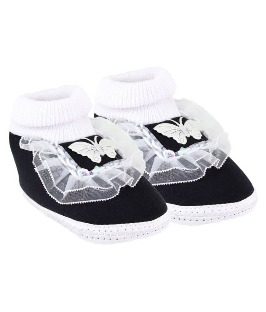 Neska Moda Baby Unisex Frill Butterfly Black Booties/Shoes For 0 To 12 Months Infants-SK176 - Casual Shoes | Buy online on ZillyBuy