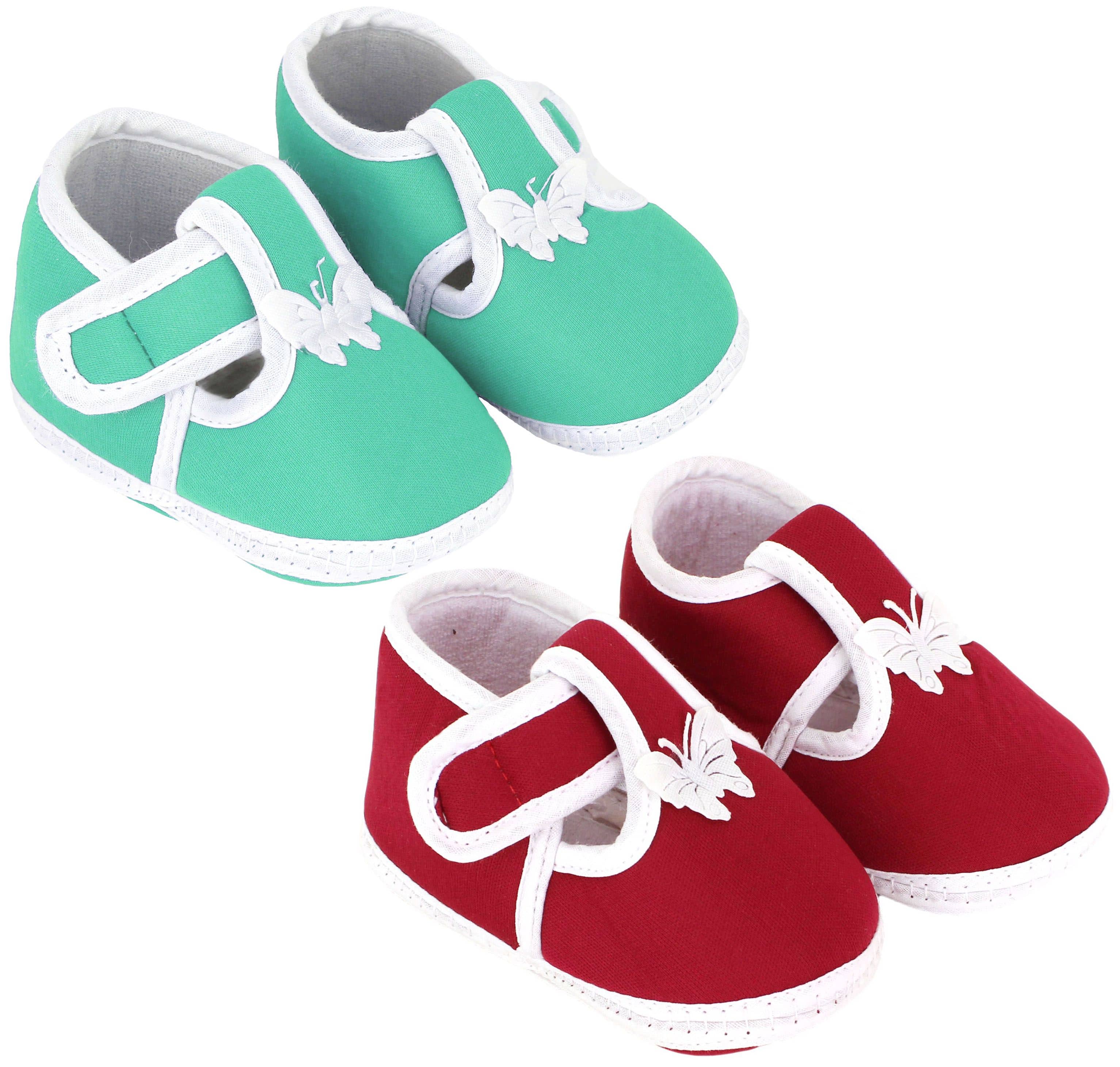 Neska Moda Pack Of 2 Baby Infant Soft Green and Maroon Booties/Shoes For 0 To 12 Months - Casual Shoes | Buy online on ZillyBuy