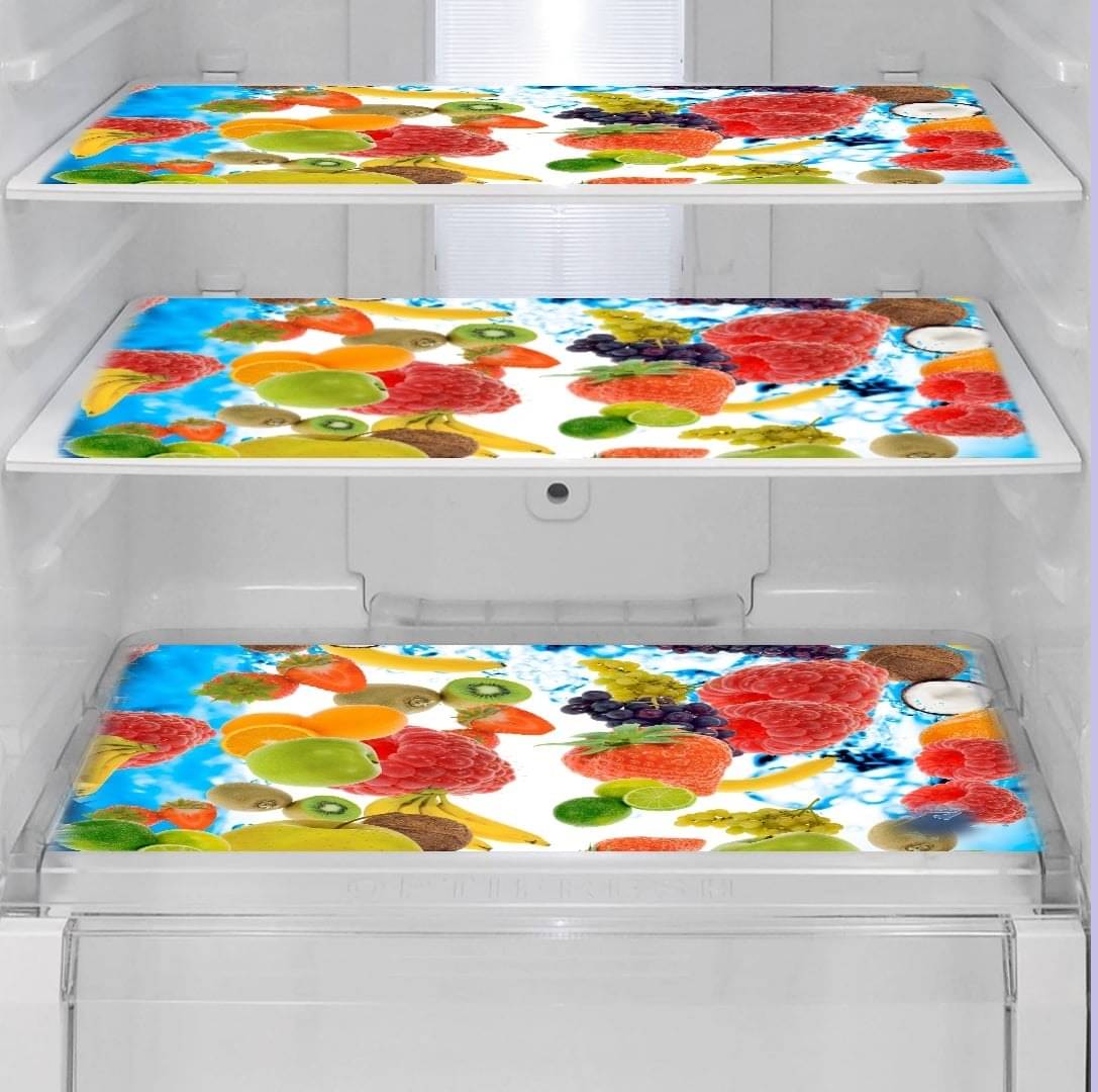 Revexo - PVC Multicolor Fridge Mats ( Pack of 3 ) Revexo - PVC Multicolor Fridge Mats ( Pack of 3 )