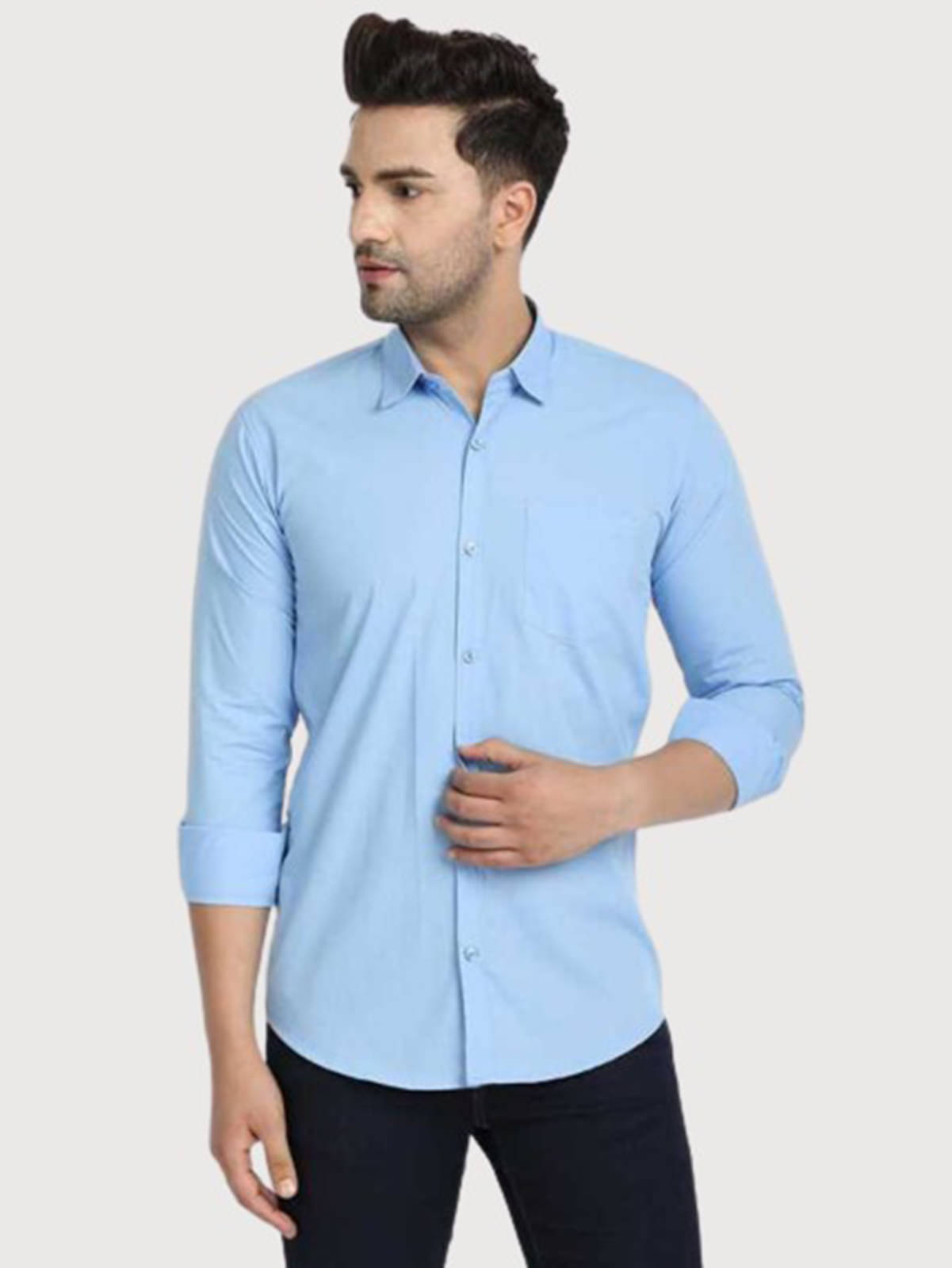     			Springberry - 100% Cotton Slim Fit Light Blue Men's Casual Shirt ( Pack of 1 )