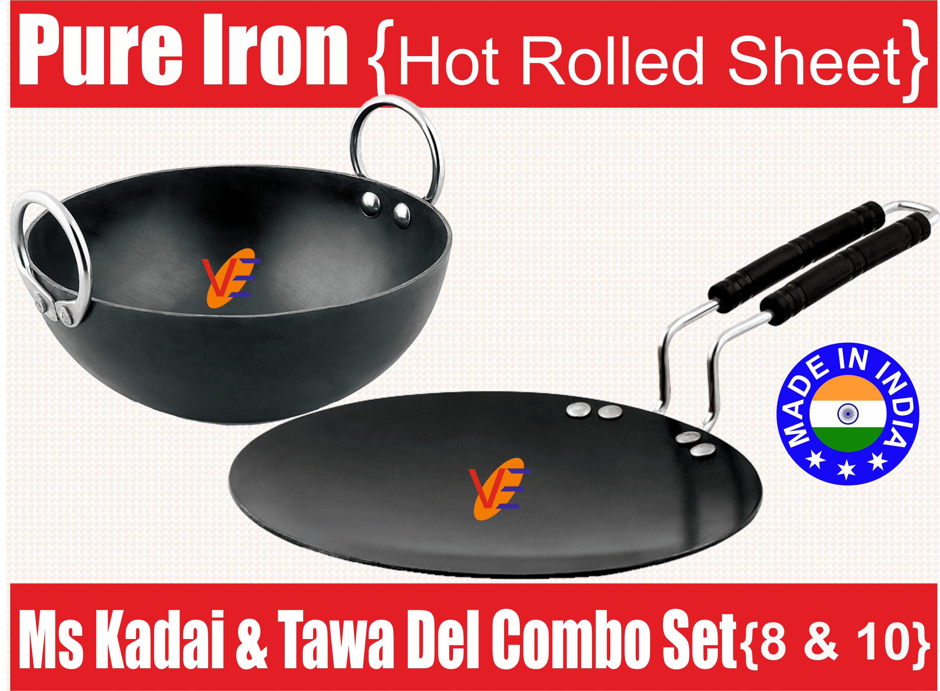     			Veer Combo KadaiDTawa8&10 2 Piece Cookware Set