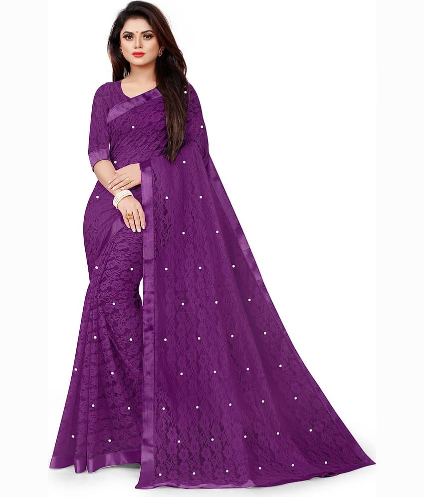 vanraj Net Self Design Saree With Unstitched Blouse Piece ( Green ) - Sarees | Buy online on ZillyBuy