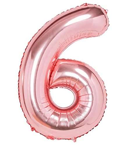    			Blooms Mall   Numbers Foil Balloon 16" Inch -(Pack of one Unit) Rose(Rose Gold-6)