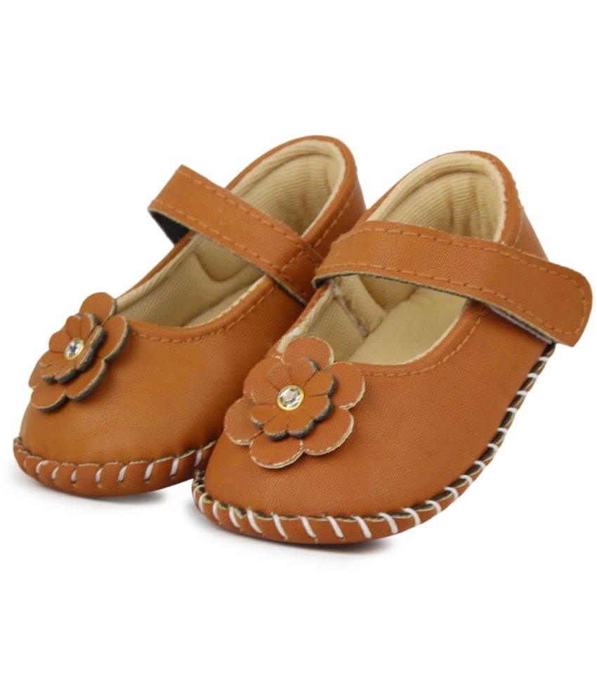     			Neska Moda 6 To 12 Months Baby Girls Synthetic Leather/Rexine Party Wear Floral Sandal Booties (Brown)