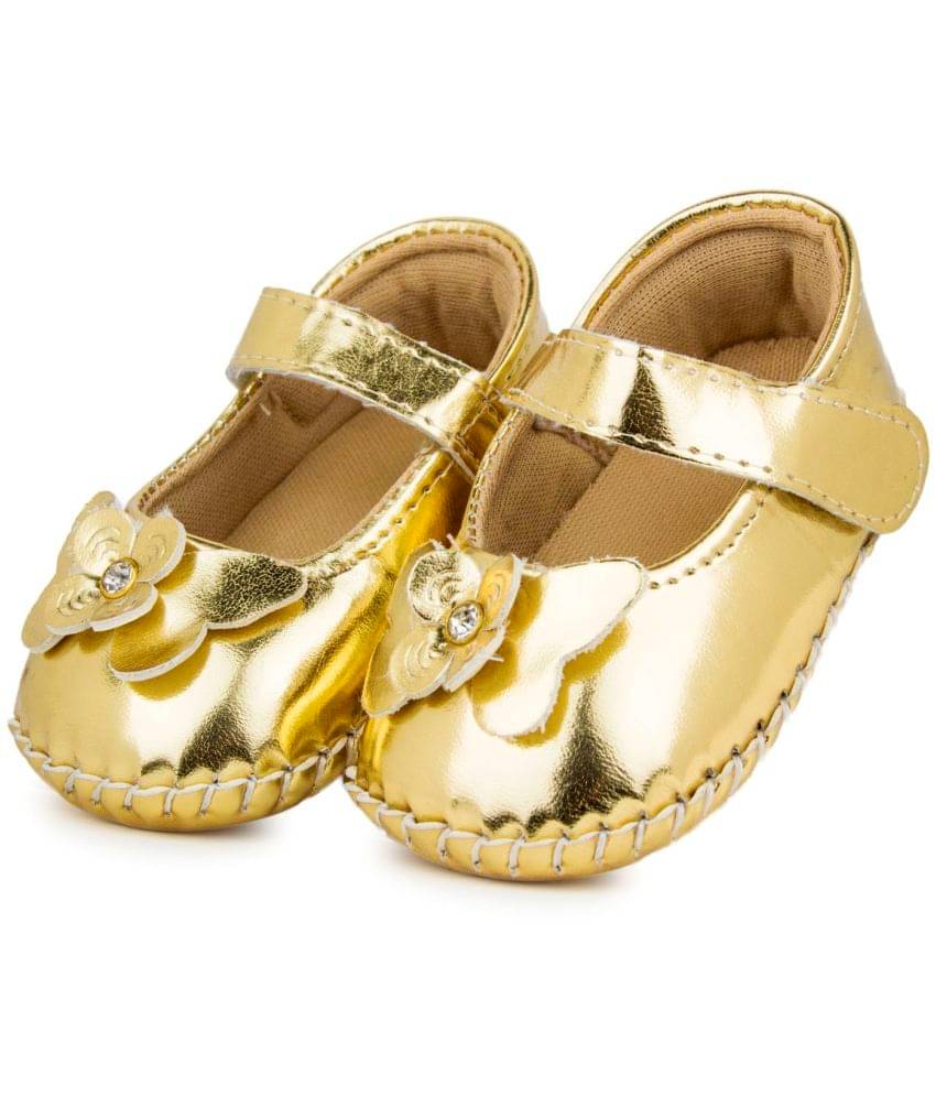     			Neska Moda 6 To 12 Months Baby Girls Synthetic Leather Party Wear Floral Baby Sandal Booties (Gold)