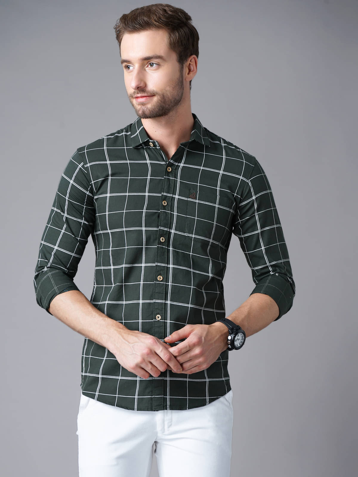 Paul Street - Cotton Blend Slim Fit Olive Men's Casual Shirt ( Pack of 1 ) Paul Street - Cotton Blend Slim Fit Olive Men's Casual Shirt ( Pack of 1 )