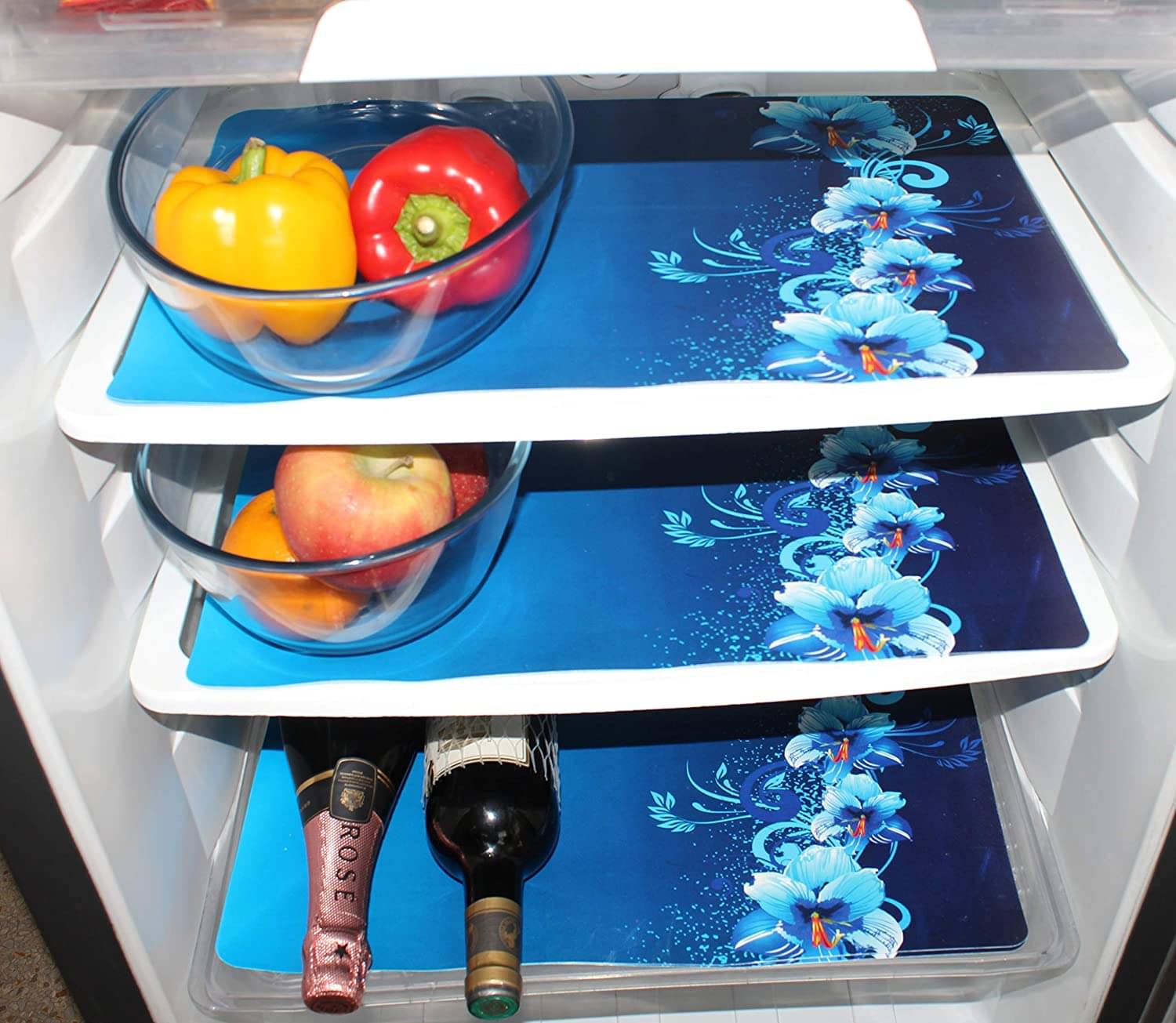     			Revexo - PVC Multicolor Fridge Mats ( Pack of 3 )