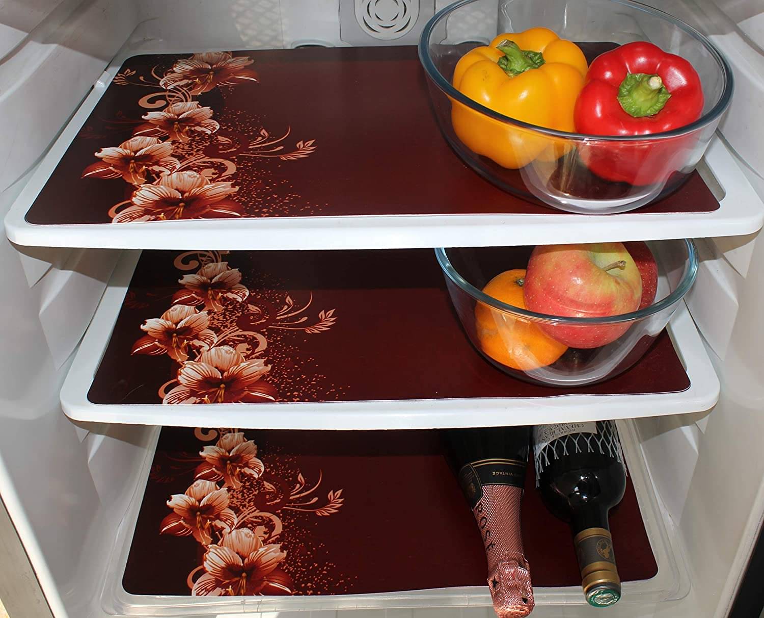 Revexo - PVC Multicolor Fridge Mats ( Pack of 3 ) Revexo - PVC Multicolor Fridge Mats ( Pack of 3 )