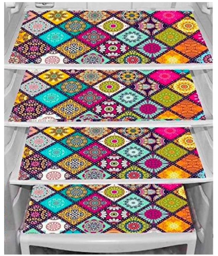 Revexo - PVC Multicolor Fridge Mats ( Pack of 4 ) Revexo - PVC Multicolor Fridge Mats ( Pack of 4 )