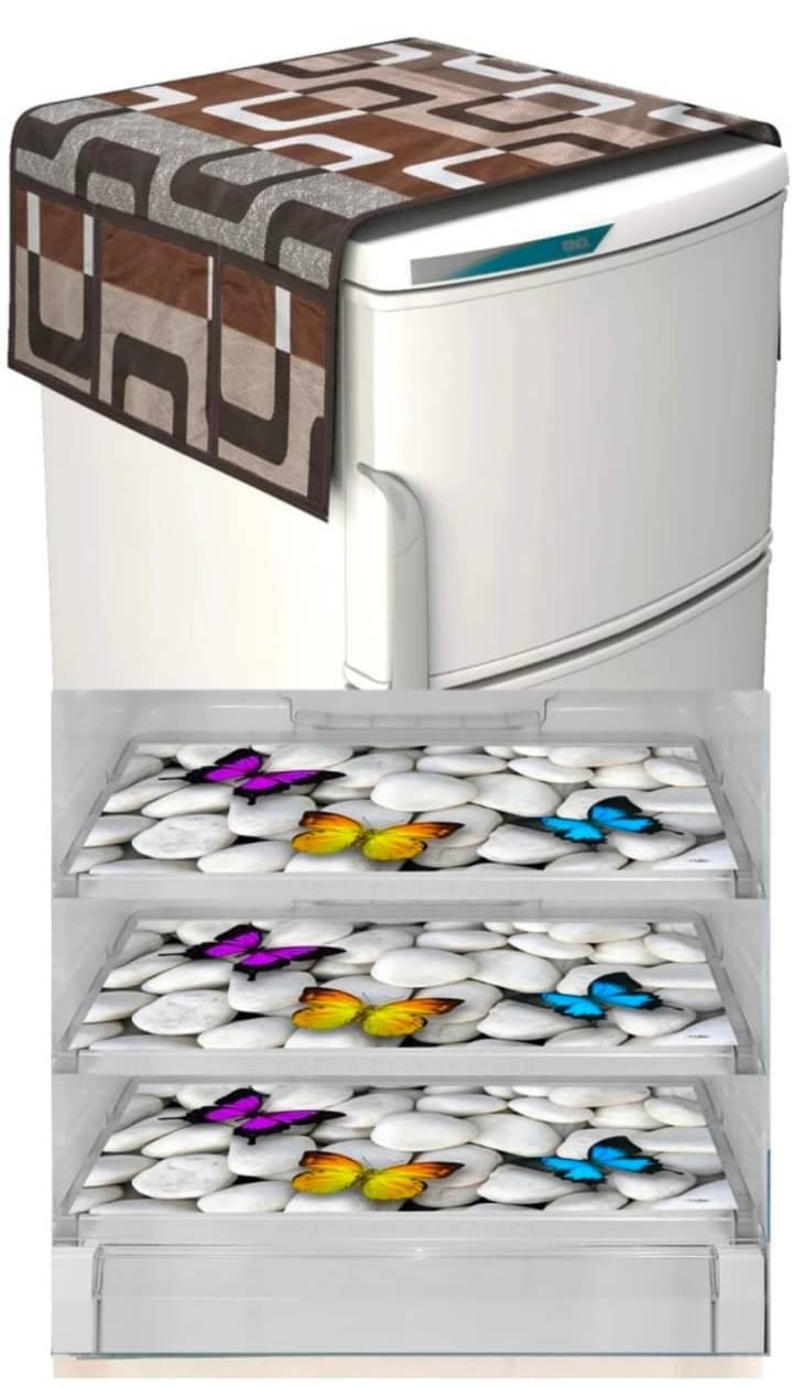 Revexo - Polyester Multicolor Fridge Top Cover ( Pack of 4 ) Revexo - Polyester Multicolor Fridge Top Cover ( Pack of 4 )