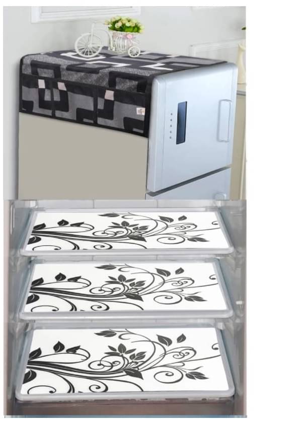 Revexo - Polyester Multicolor Fridge Top Cover ( Pack of 4 ) Revexo - Polyester Multicolor Fridge Top Cover ( Pack of 4 )