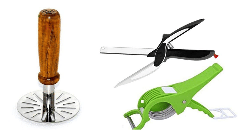     			Blooms Mall 1 Potato masher (WOODEN  HANDLE) +vegetable chopper + clever cutter