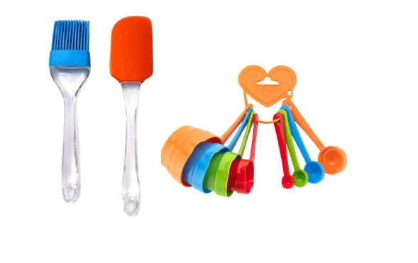     			Blooms Mall  8 pcs Measuring Cups and Spoon Set and Spatula and Brush for Kitchen