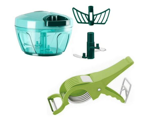     			Blooms Mall Combo of New 2 in 1 Handy Vegetable Plastic Chopper and Whisper +Vegetable Cutter and Peeler (Multi Colour)(Combo)