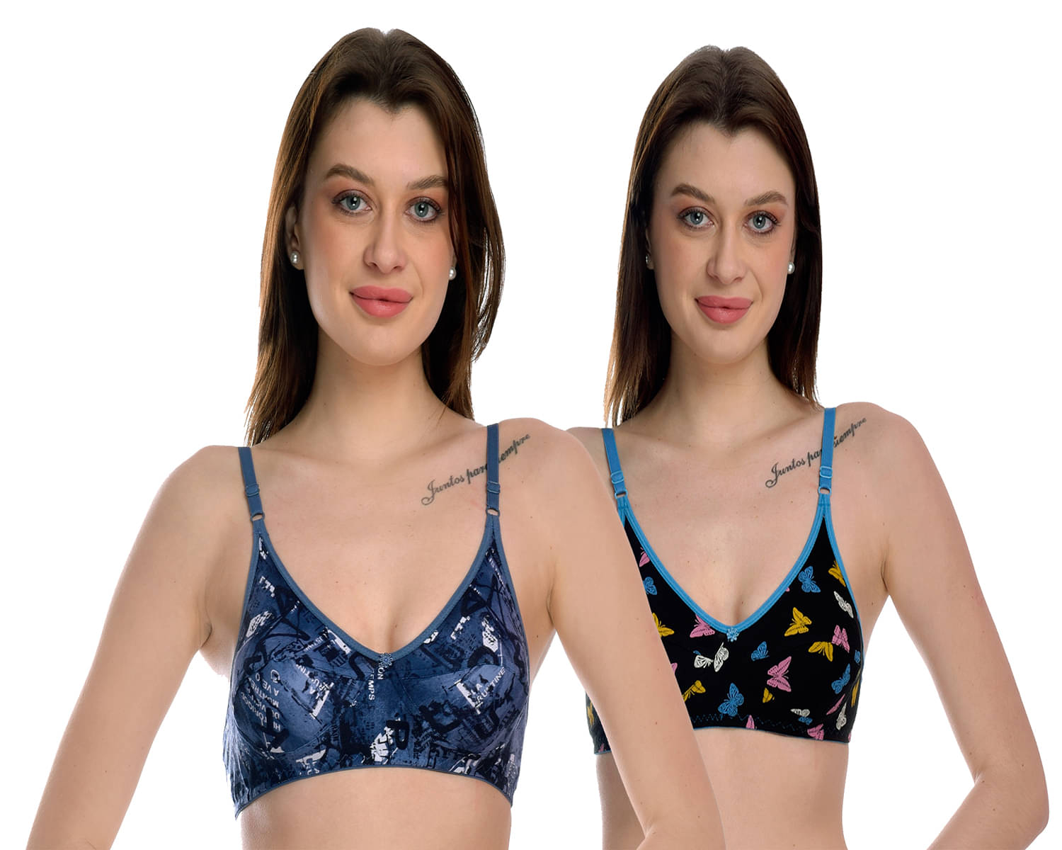     			Elina Pack of 2 100% Cotton Non Padded Women's T-Shirt Bra ( Multicolor )