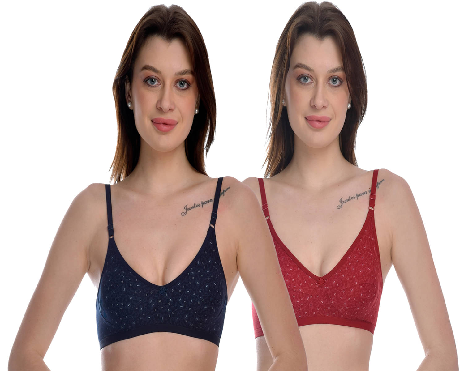 Elina Pack of 2 100% Cotton Non Padded Women's T-Shirt Bra ( Multicolor ) Elina Pack of 2 100% Cotton Non Padded Women's T-Shirt Bra ( Multicolor )