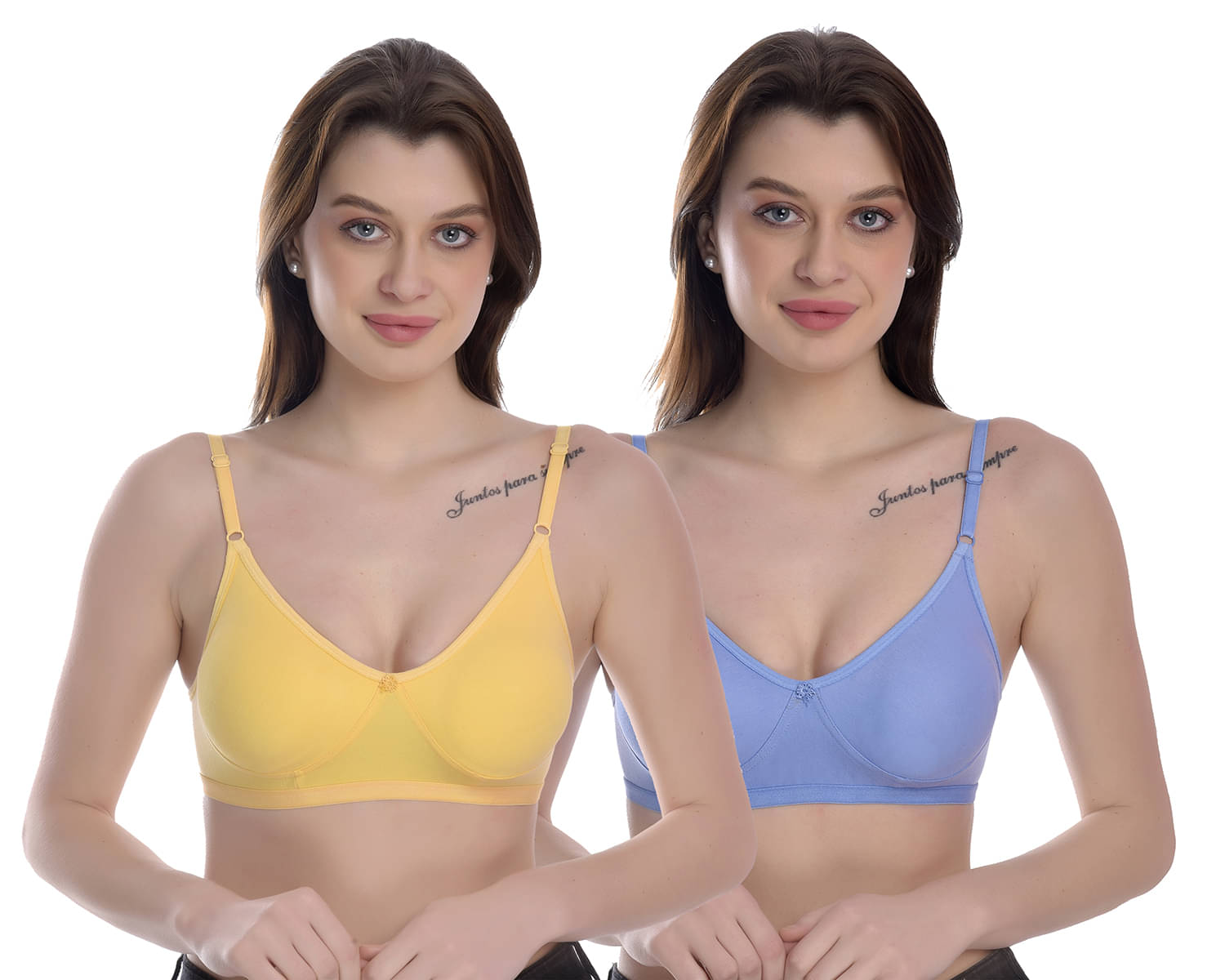     			Elina Pack of 2 100% Cotton Non Padded Women's T-Shirt Bra ( Multicolor )