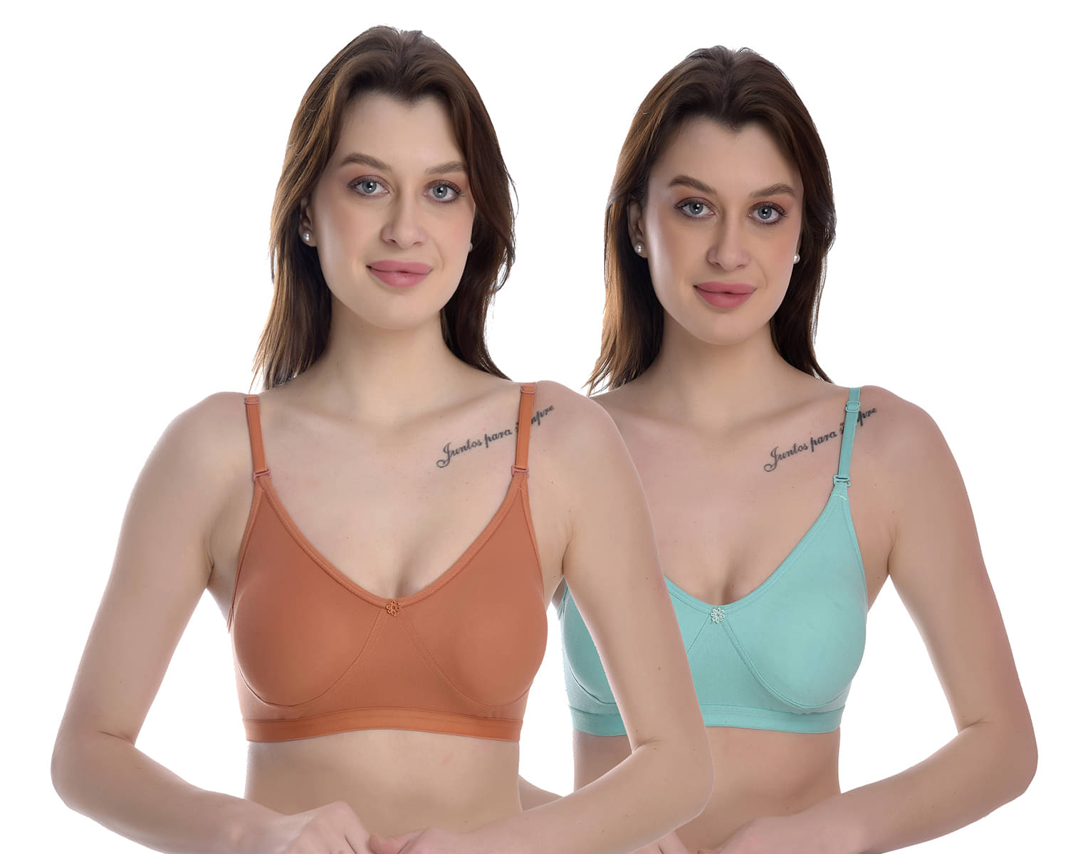 Elina Pack of 2 100% Cotton Non Padded Women's T-Shirt Bra ( Multicolor ) Elina Pack of 2 100% Cotton Non Padded Women's T-Shirt Bra ( Multicolor )
