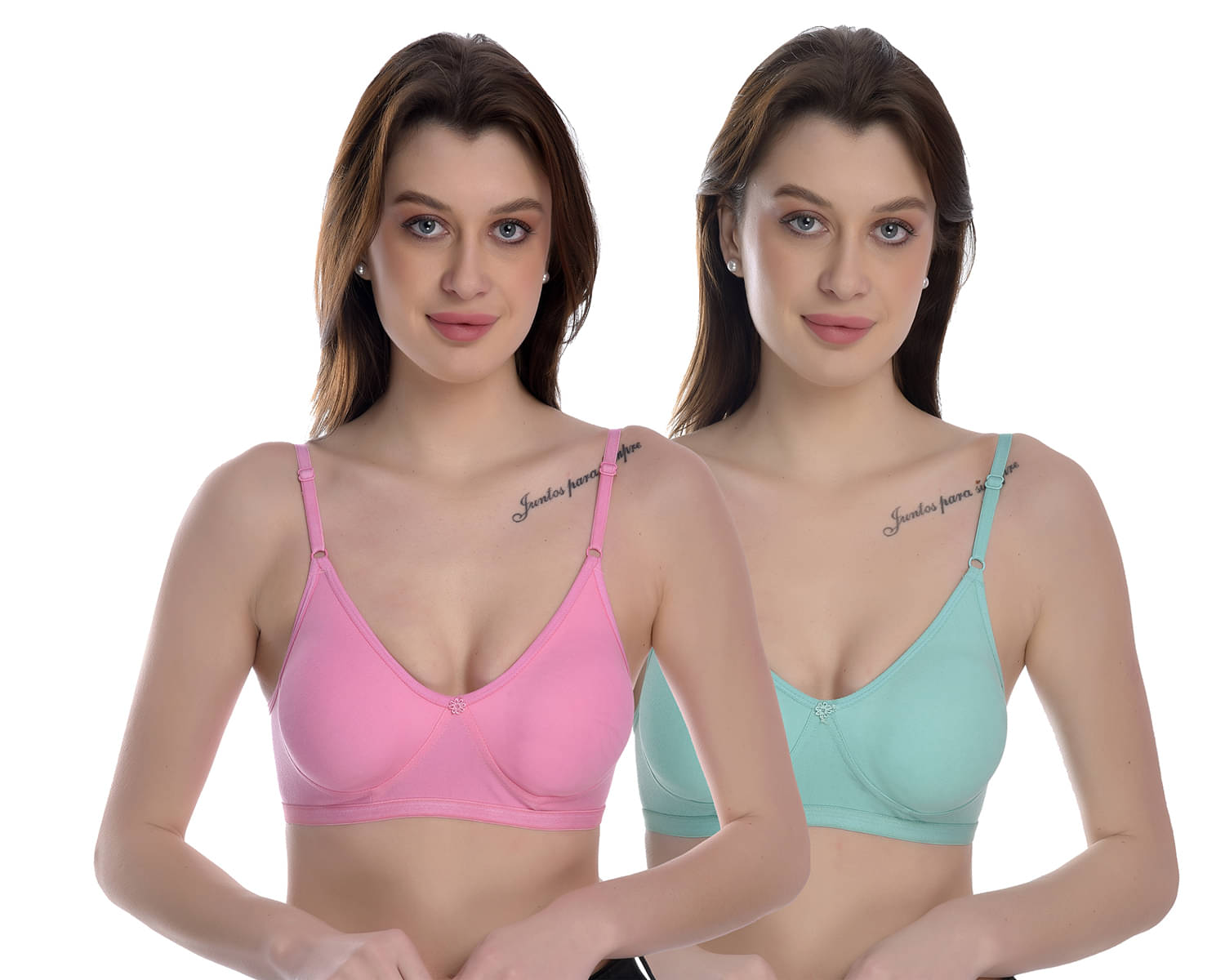     			Elina Pack of 2 100% Cotton Non Padded Women's T-Shirt Bra ( Multicolor )