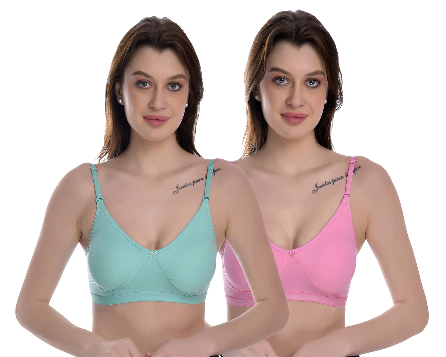 Elina Pack of 2 100% Cotton Non Padded Women's T-Shirt Bra ( Multicolor ) Elina Pack of 2 100% Cotton Non Padded Women's T-Shirt Bra ( Multicolor )