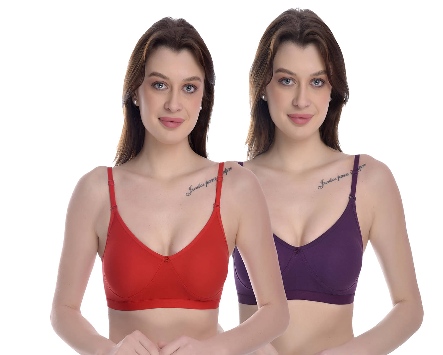 Elina Pack of 2 100% Cotton Non Padded Women's T-Shirt Bra ( Multicolor ) Elina Pack of 2 100% Cotton Non Padded Women's T-Shirt Bra ( Multicolor )