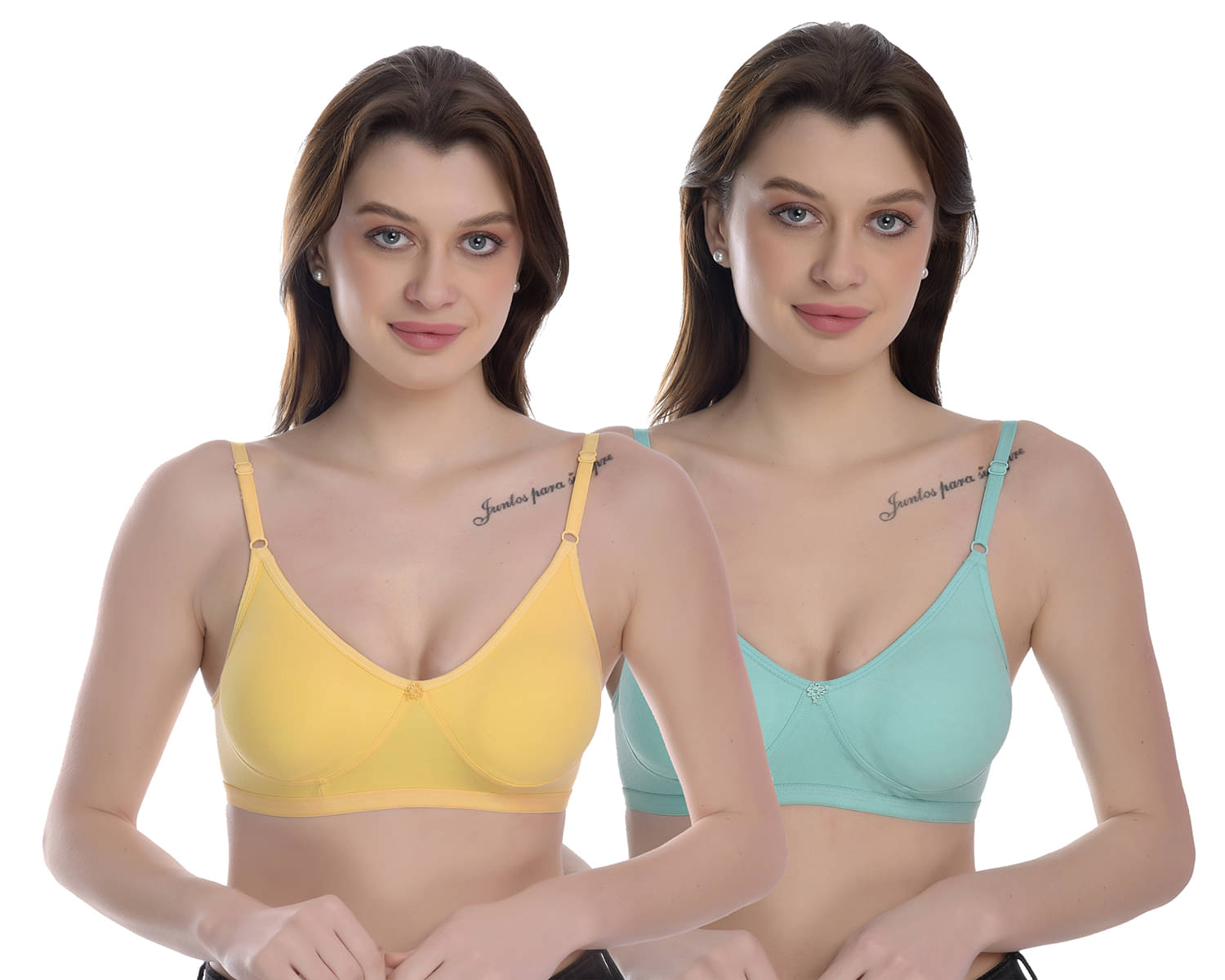     			Elina Pack of 2 100% Cotton Non Padded Women's T-Shirt Bra ( Multicolor )