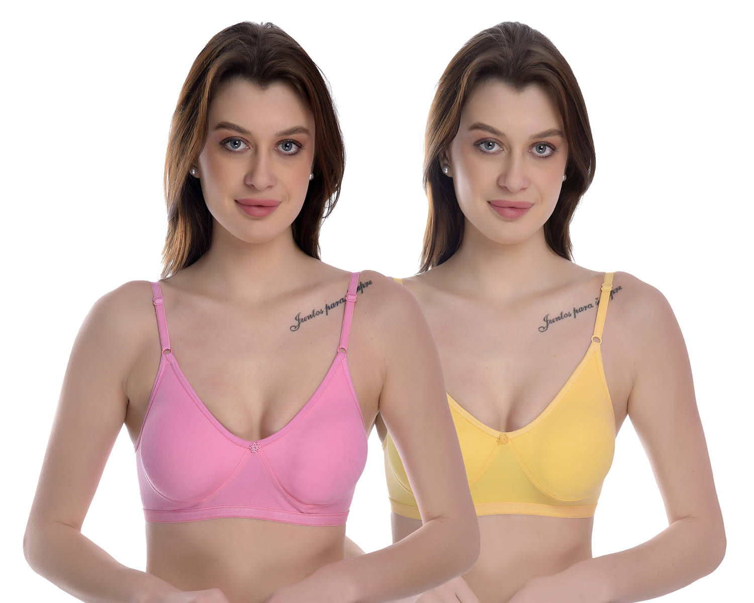 Elina Pack of 2 100% Cotton Non Padded Women's T-Shirt Bra ( Multicolor ) Elina Pack of 2 100% Cotton Non Padded Women's T-Shirt Bra ( Multicolor )