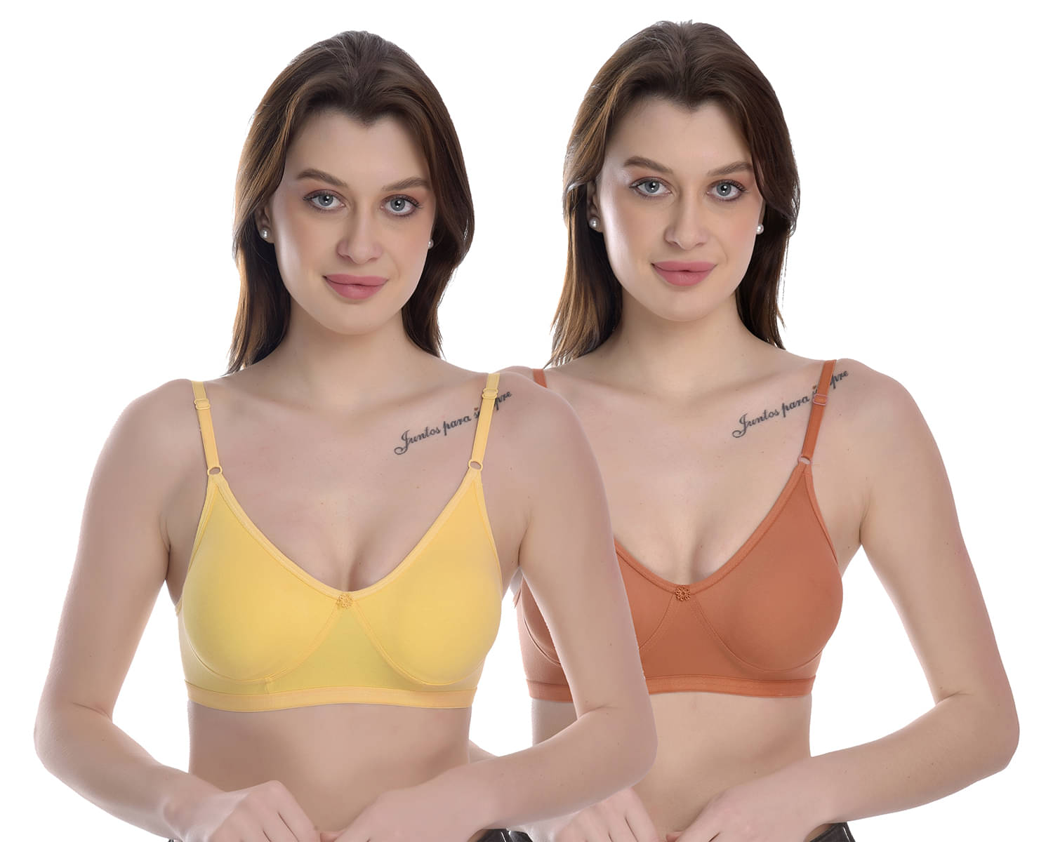     			Elina Pack of 2 100% Cotton Non Padded Women's T-Shirt Bra ( Multicolor )