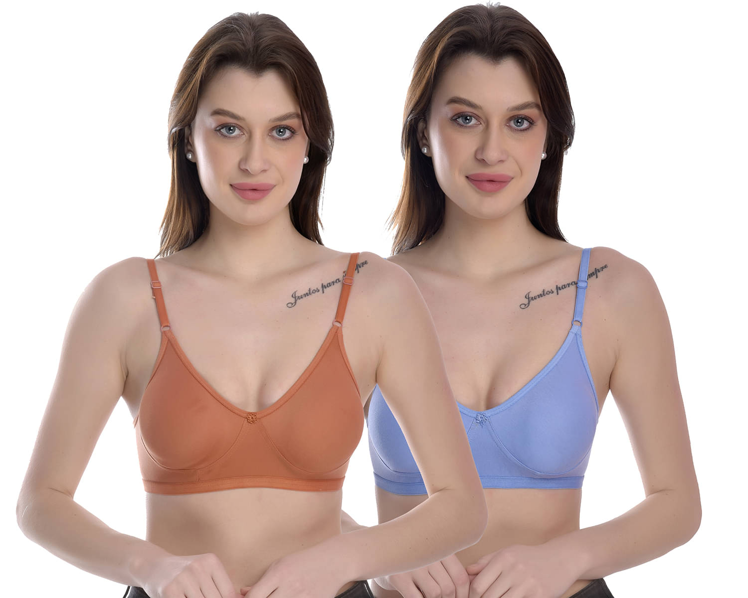     			Elina Pack of 2 100% Cotton Non Padded Women's T-Shirt Bra ( Multicolor )