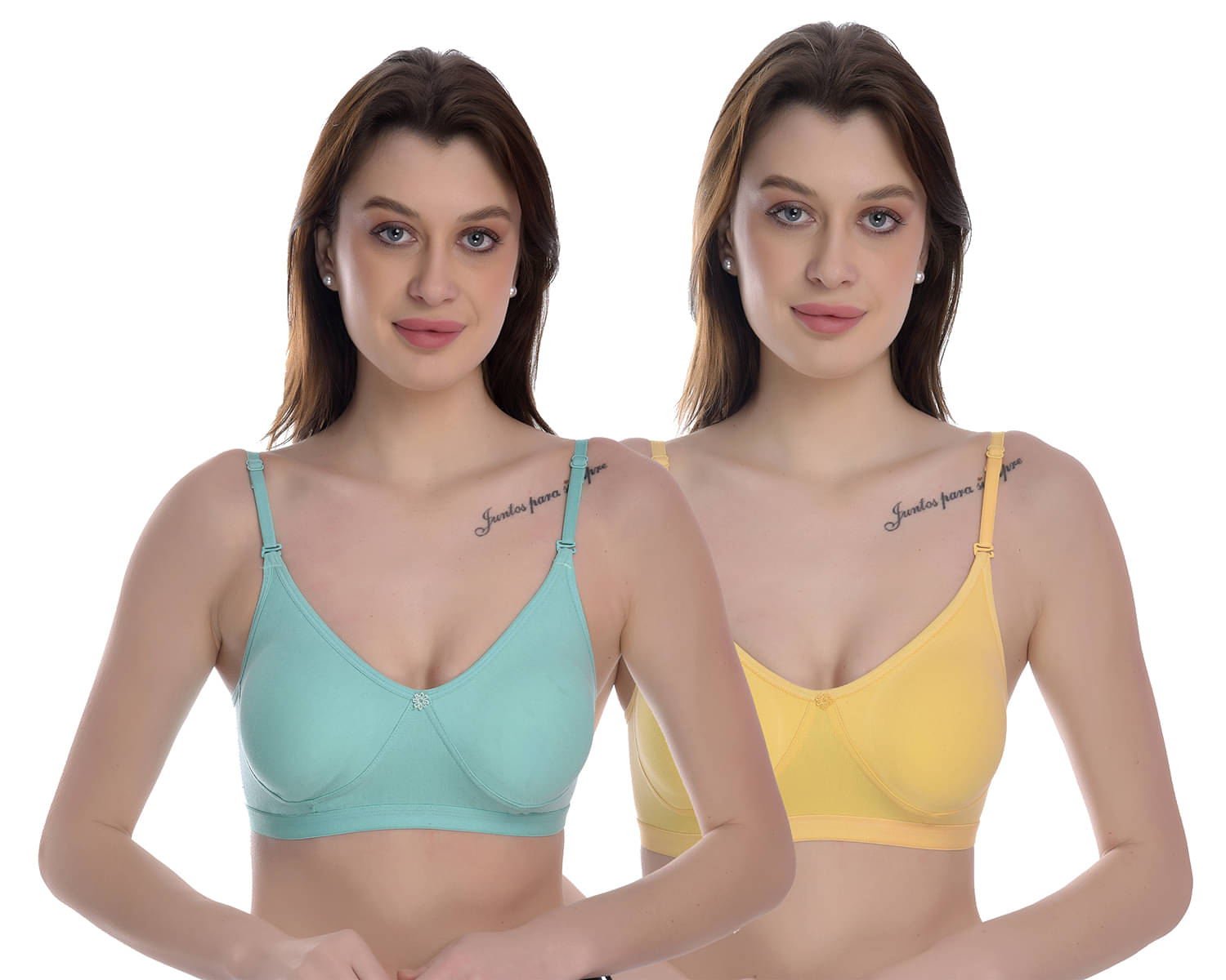     			Elina Pack of 2 100% Cotton Non Padded Women's T-Shirt Bra ( Multicolor )