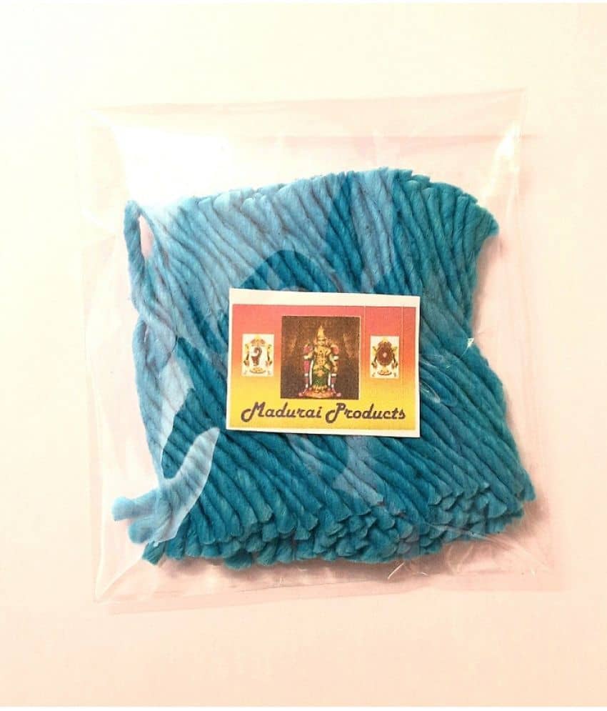 Madurai Products Blue WICKS THIRI Batti Long Cotton Wicks or Diya Batti Navratri Special Jyoti Batti Pack LENGTH 9CM X HEIGHT 9CM   X 5MM WIDTH - 108 PIECES