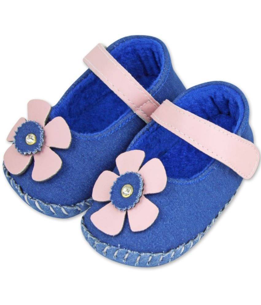     			Neska Moda 6 To 12 Months Baby Girls Synthetic Leather Party Wear Floral Baby Sandal Booties (Baby Pink,Dark Blue)