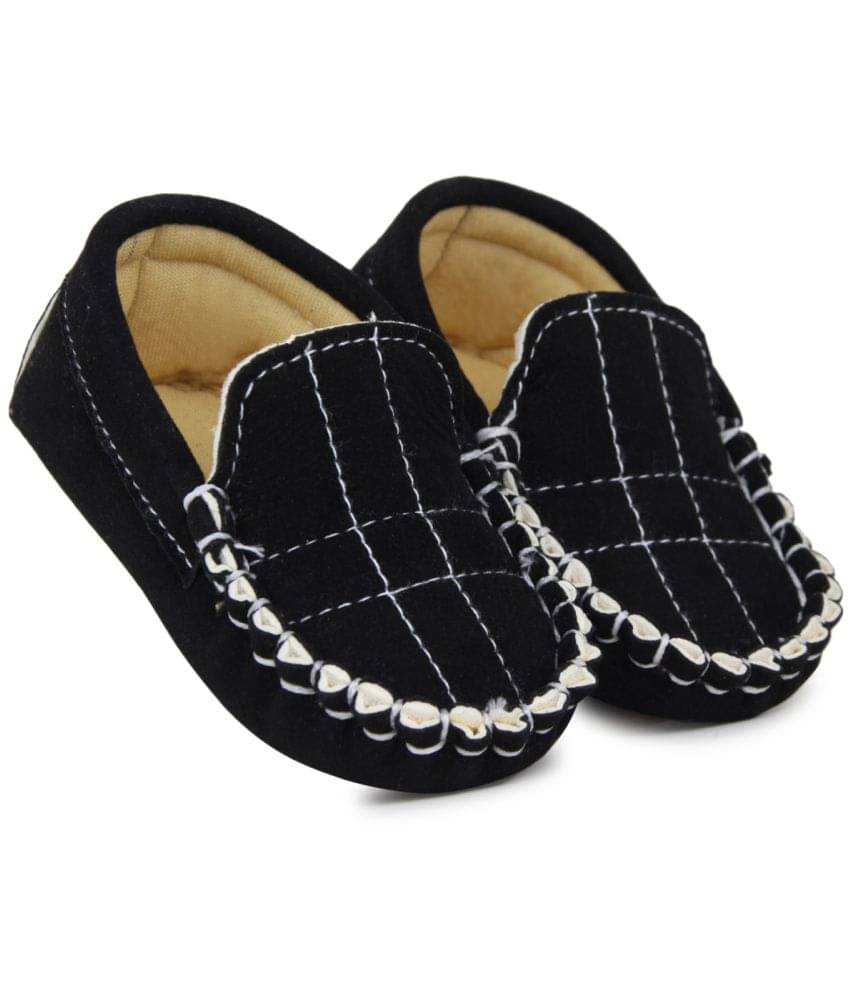     			Neska Moda 6 To 12 Months Baby Boys and Girls Synthetic Leather/Suede Loafer Booties (Black)