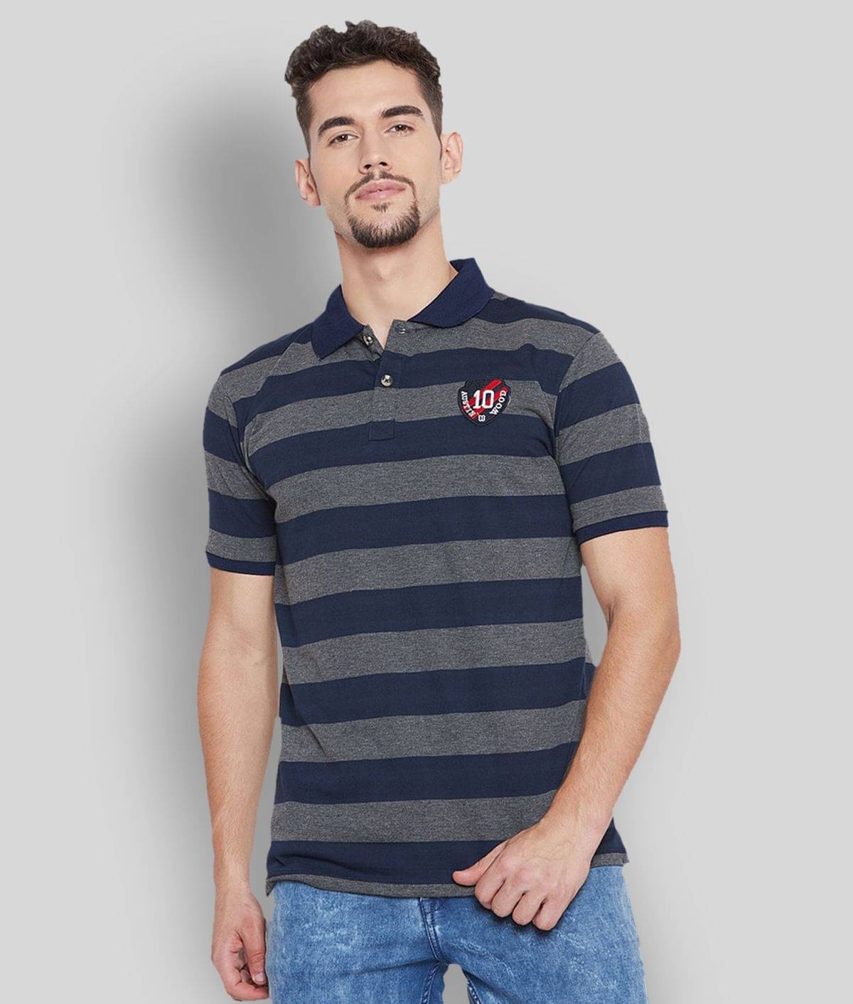     			AUSTIN WOOD Pack of 1 Cotton Blend Regular Fit Striped Half Sleeves Men's Polo T Shirt ( Multicolor )