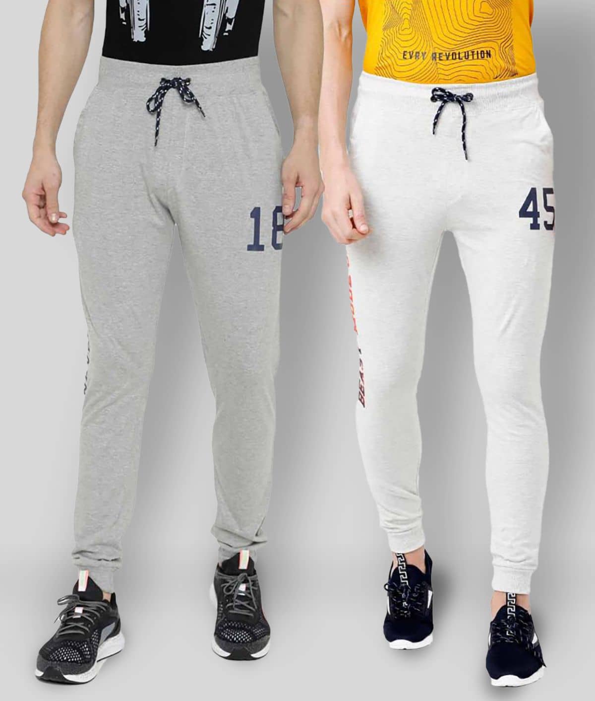 Ardeur - Light Grey Cotton Blend Men's Joggers ( Pack of 2 ) - Track Pants | Buy online on ZillyBuy