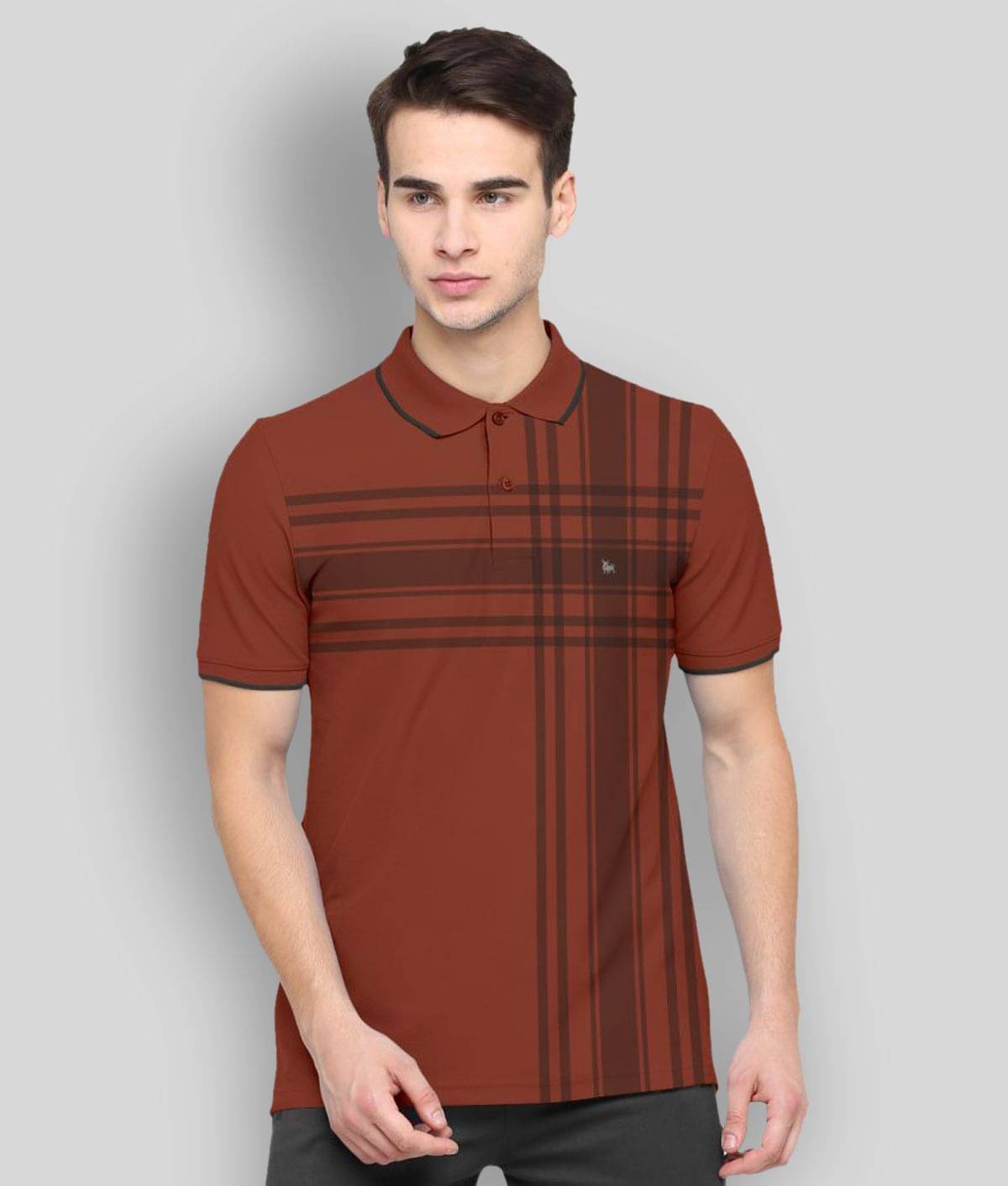 BULLMER Pack of 1 Cotton Blend Regular Fit Checks Half Sleeves Men's Polo T Shirt ( Maroon ) BULLMER Pack of 1 Cotton Blend Regular Fit Checks Half Sleeves Men's Polo T Shirt ( Maroon )
